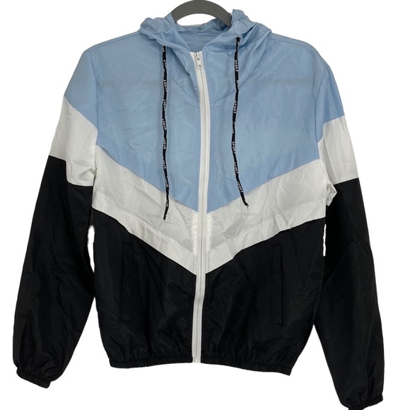 Style Cove Jackets & Blazers - TRI-COLOR ZIP CLOSE LIGHTWEIGHT WIND BREAKER LARGE
